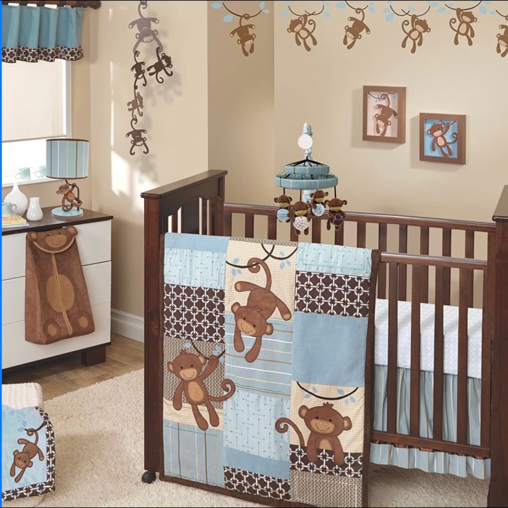 Monkey themed crib set
